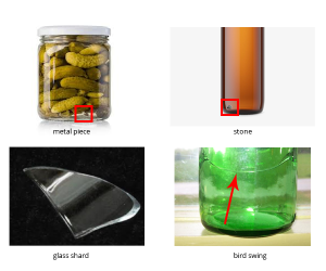 Grid showing four different types of defects